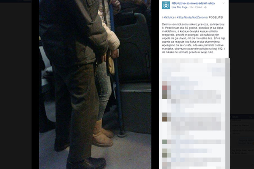 ŠOKANTNA FOTOGRAFIJA IZ NOVOG SADA: Pedofil (60) pipka maloletnicu u prevozu!