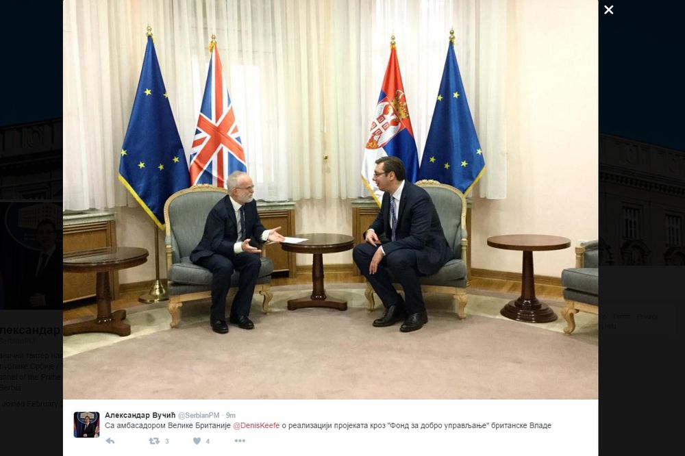 VUČIĆ SA KIFOM: Velika Britanija podržava reforme u Srbiji
