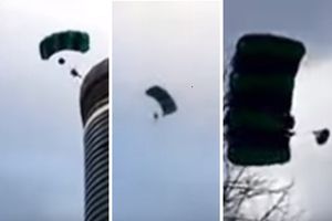 (VIDEO) SKOK S VRHA OBLAKODERA: Spustio se padobranom s najviše zgrade u Londonu pa pobegao policiji