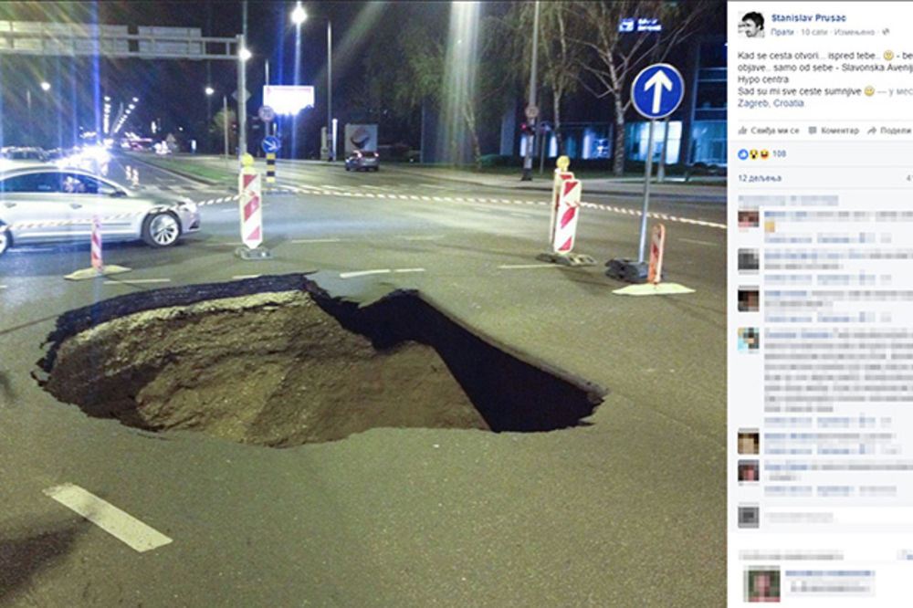 (FOTO) HAOS U ZAGREBU: Otvorila se ogromna rupa na najprometnijoj raskrsnici u gradu
