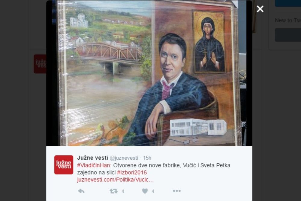 VUČIĆU, HVALA TI: Premijer naslikan uz Svetu Petku, most i dve fabrike!