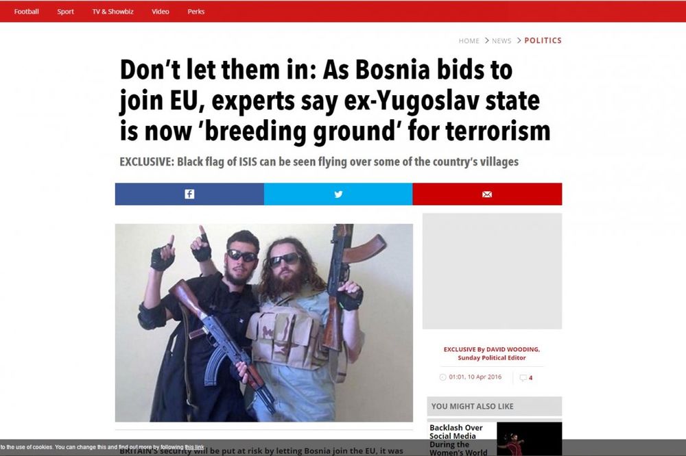 BRITANSKI SAN: BiH ne sme u EU jer je ta zemlja plodno tle za terorizam