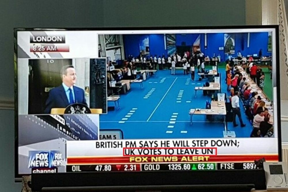 KAKAV BLAM AMERIČKE TV MREŽE: Foks Njuz javio da Britanija napušta Ujedinjene nacije!