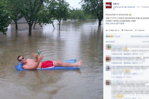 (FOTO) MA, KAKVO NEVREME: Slavonac tokom poplava uz pivo plovio na gumenom dušeku
