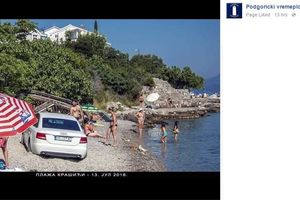 SAMO U CRNOJ GORI: Kola parkirao nasred plaže u Boki Kotorskoj, kupačima nije smetalo