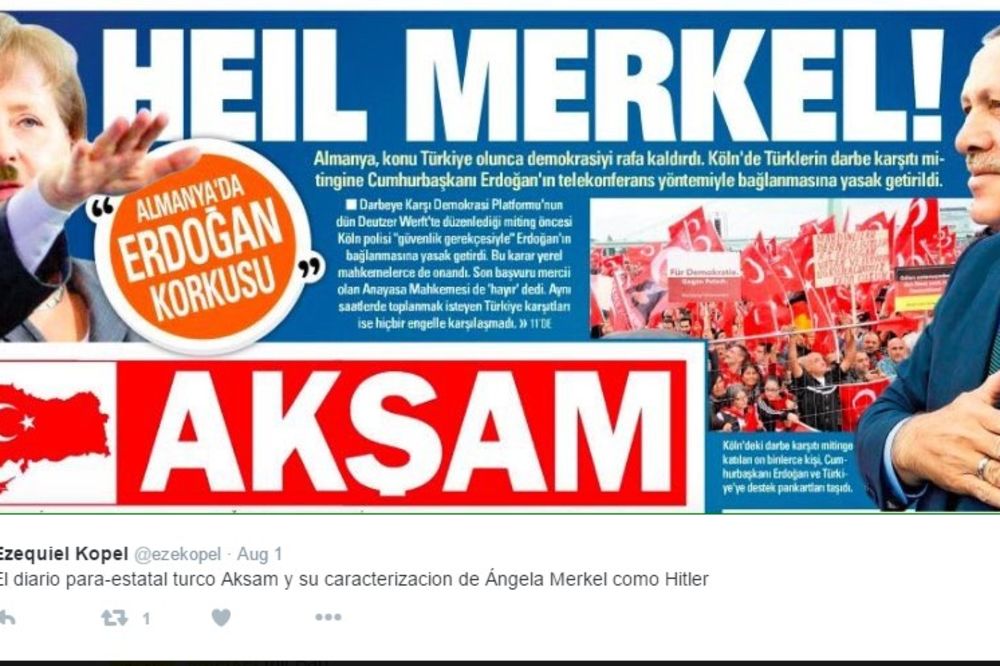 PRIKAZALI MERKELOVU KAO HITLERA: Skandalozna naslovna strana turskog časopisa razbesnela Nemačku