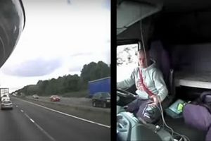 ZASTRAŠUJUĆI VIDEO: Kamiondžija prčkao po mobilnom dok je vozio i zakucao se u kolonu automobila!