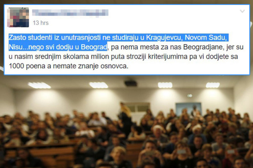 BG STUDENT ZAPALIO FB Što ne studirate u Kragujevcu, NS, Nišu nego svi dođete pa nema mesta za nas?!