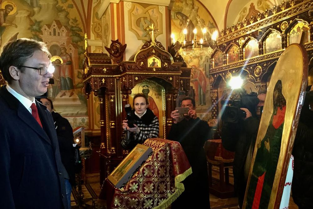 (FOTO) VUČIĆ U MINSKU: Premijer posetio Hram Svih Svetih i darovao ikonu Bogorodice Trojeručice