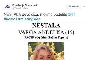 PRONAĐENA NESTALA DEVOJČICA: Anđelki se trag izgubio u Novom Sadu, a otkrivena u Raškoj