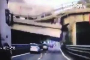 (UZNEMIRUJUĆI VIDEO) UŽAS U ITALIJI: Srušio se nadvožnjak kod Ankone i SMRSKAO dve osobe u kolima!