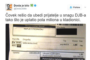NJEGA SU REZULTATI NAJVIŠE POGODILI: Uplatio pola MILIONA na Sašu Radulovića!