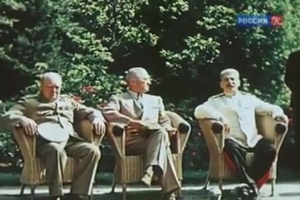 NIKAD VIĐEN SUSRET VELIKE TROJKE U POTSDAMU: Staljin, Čerčil i Truman prvi put u boji