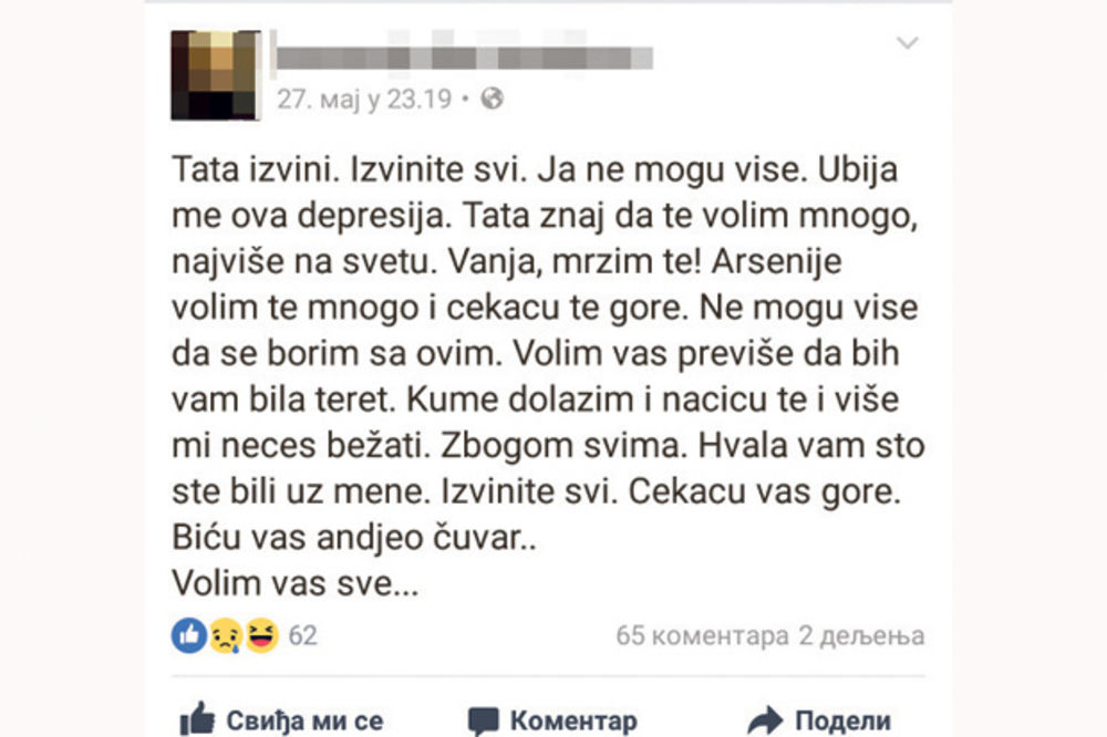 NAPISALA STATUS PA SKOČILA S MOSTA: Ostavila stvari, pa skočila u Savu!