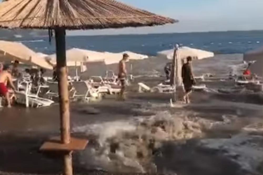 (VIDEO) SKANDAL U BEČIĆIMA: Pukla vodovodna cev i odnela deo plaže sa sve stvarima kupača, Budva bez vode