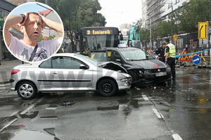 (FOTO) TEŽAK UDES NA SLAVIJI: Taksista se zakucao u auto Ivana Gavrilovića!