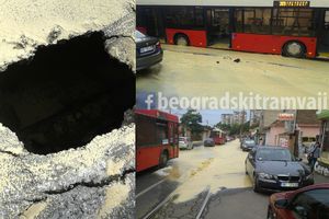(VIDEO) OTVORILA SE RUPA U BEOGRADU: Propao autobus, obustavljen saobraćaj!