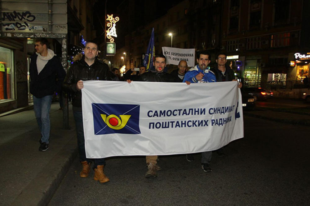 PROTESTNE ŠETNJE RADNIKA POŠTE: Samostalni sindikat najavio nastavak svakodnevnih protesta od 21. decembra