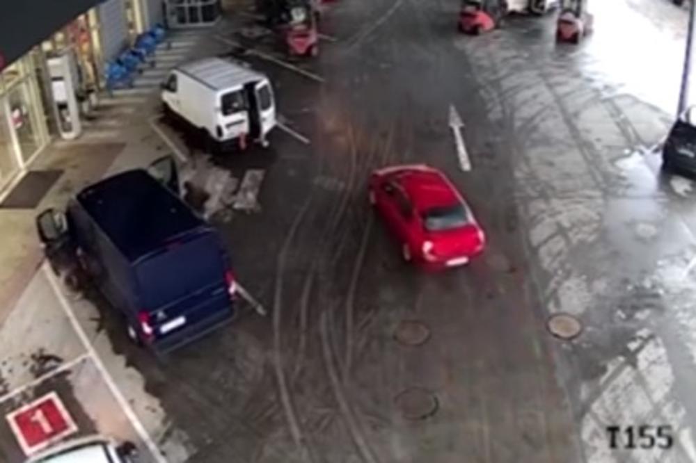 (VIDEO) URNEBESNO BEKSTVO: Lopov pokušao da pobegne sa parkinga, ali je naleteo na tvrd orah!