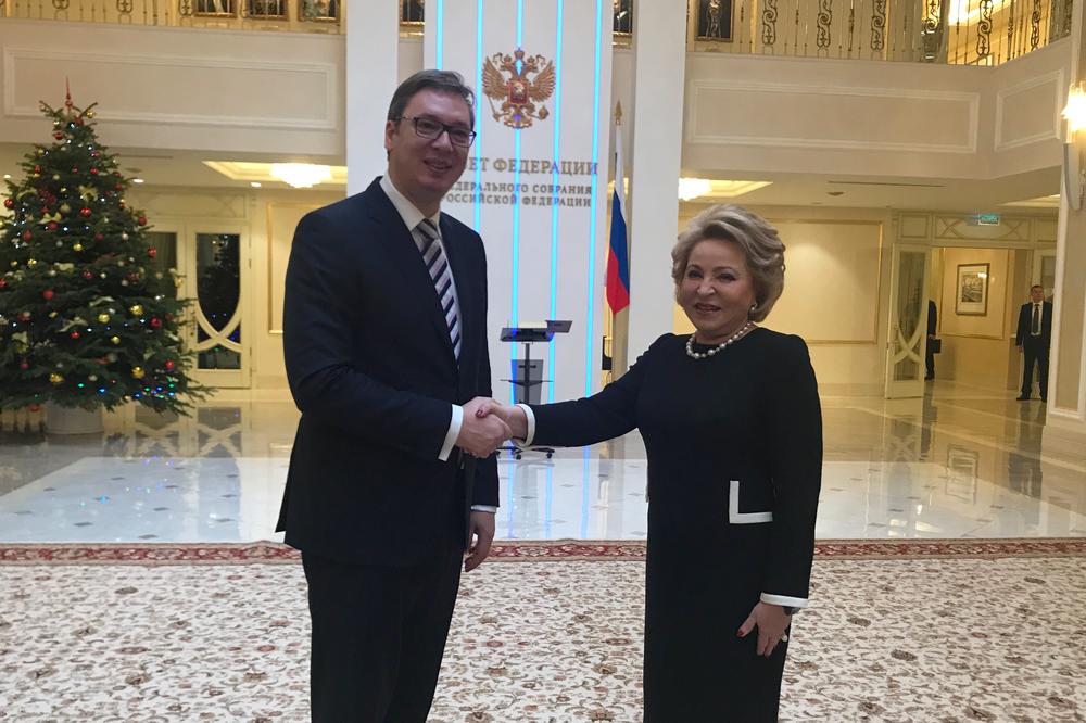 (FOTO) PREDSEDNIK SRBIJE SA NAJMOĆNIJOM ŽENOM RUSIJE: Vučić se sastao sa Valentinom Matvijenko