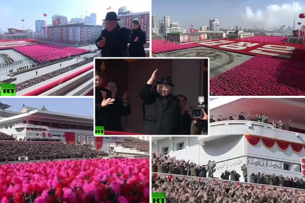 (VIDEO) GAZDA KIM SLAVI ROĐENDAN I POKAZUJE MIŠIĆE! POSTROJIO 10.000 VOJNIKA: Pjongjang treštao od vojne parade UOČI POČETKA ZOI!