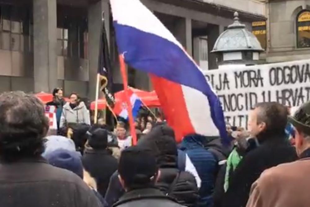 PROTEST U CENTRU ZAGREBA: Ratni veterani i udovice protiv Vučićevog dolaska