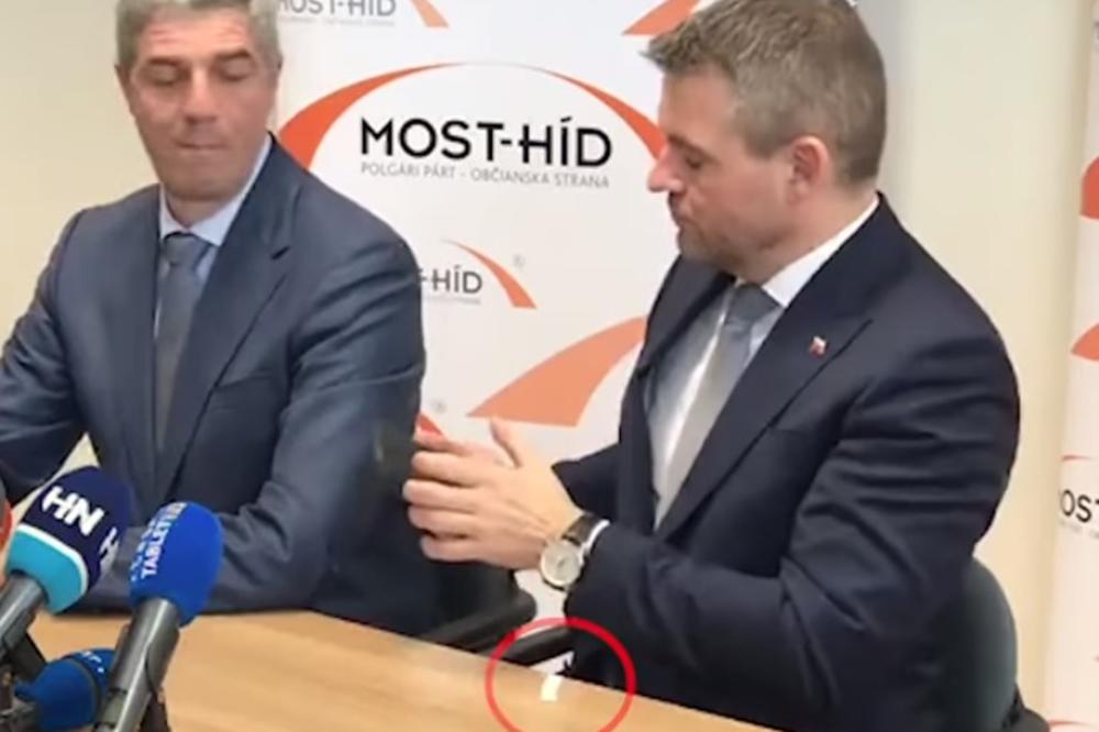 (VIDEO) SNIMAK O KOM BRUJI SVET! ŠTA JE OVO?! Vrećica sa belim prahom ispala iz džepa novog premijera Slovačke?!