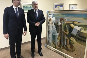 DRAGOM PRIJATELJU, ALEKSANDRU VUČIĆU Čović  lično poklonio predsedniku Srbije rad mostarskog slikara Vlade Puljića!