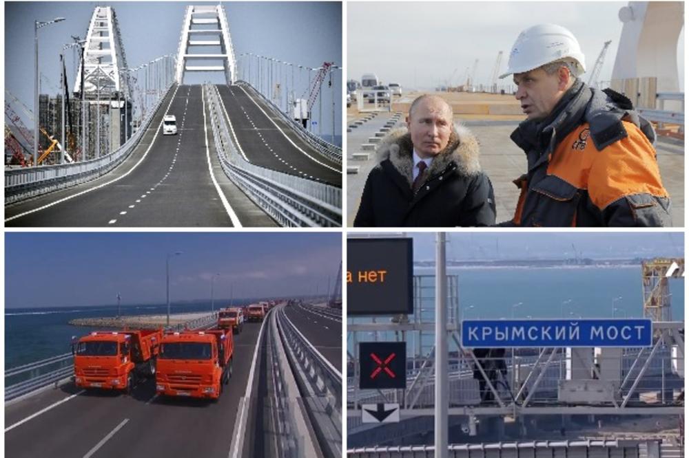PUTIN PRIKAZUJE SVETU RUSKO ČUDO: Ruski predsednik seo u kamion i prvi se provozao Krimskim mostom! (VIDEO)