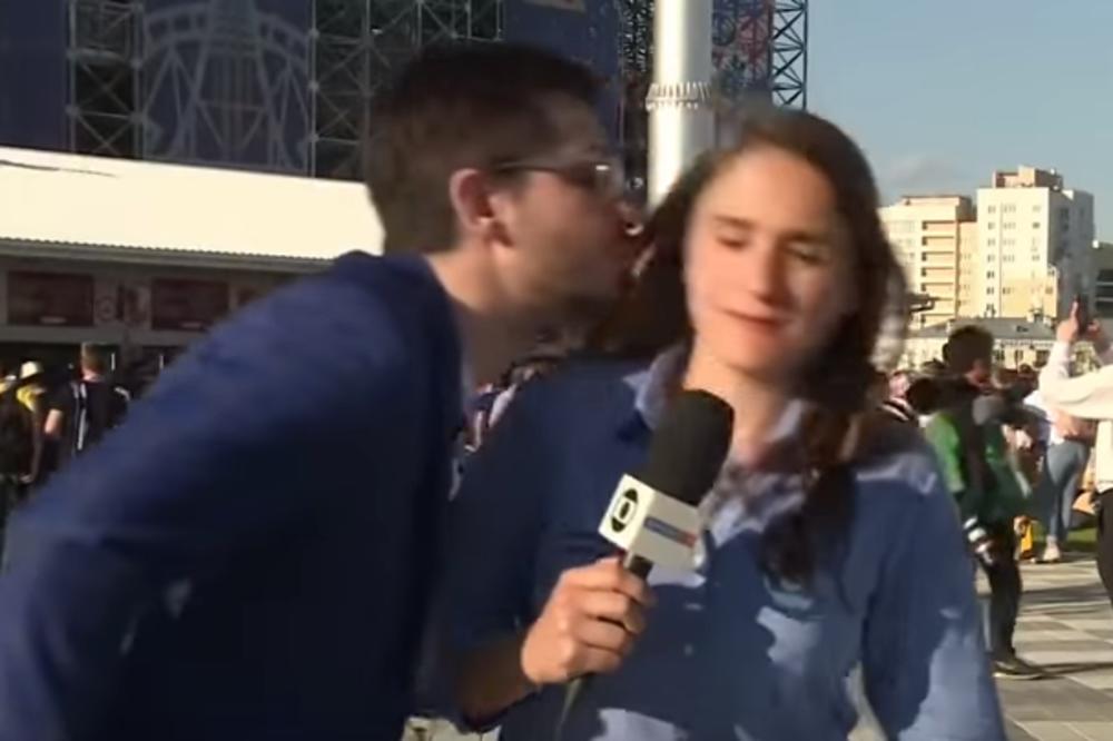 BILO JE ŽESTOKO: Rus krenuo da poljubi brazilsku novinarku u programu uživo, ona POBESNELA I KRENULA DA GA BIJE! (VIDEO)