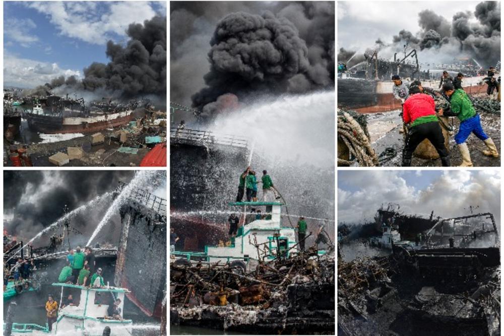 STRAVIČAN POŽAR NA BALIJU: Vatra progutala desetine ribarskih brodova, turistička luka postala zgarište! (VIDEO, FOTO)