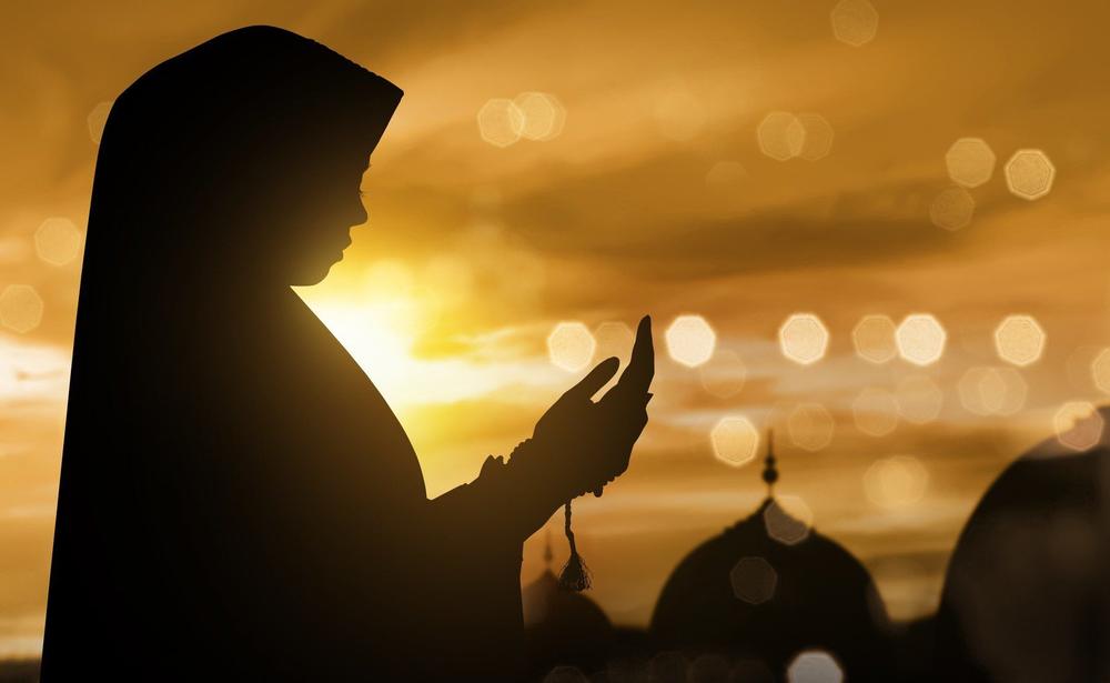 silueta, molitva, muslimanka
