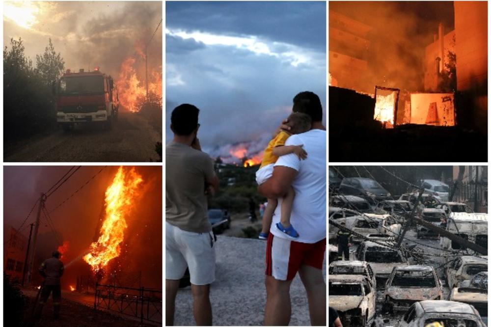 POŽARI BESNE KOD ATINE, BROJ ŽRTAVA RASTE! 74 MRTVIH, 187 POVREĐENIH! Evakuisano 715 ljudi sa plaža! Srbija i mnoge druge zemlje nude pomoć! (FOTO, VIDEO)