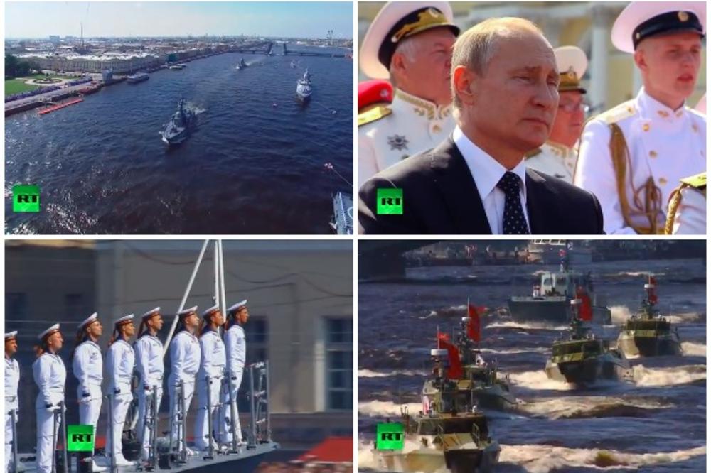 RUSIJA SLAVI DAN MORNARICE: Spektakl u Sankt Peterburgu! Parada ratnih brodova na Nevi! (VIDEO)