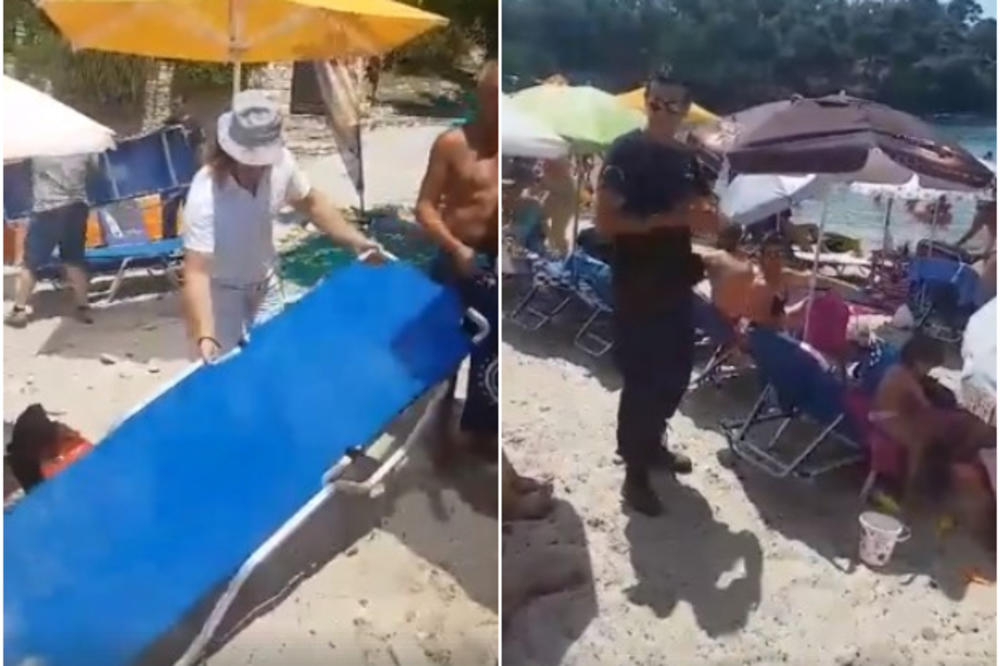 SRBI SU UŽIVALI NA PLAŽI U GRČKOJ, A ONDA JE UPALA POLICIJA I ODNELA LEŽALJKE I SUNCOBRANE: Osvanuo ŠOK snimak sa plaže na Tasosu! (VIDEO)