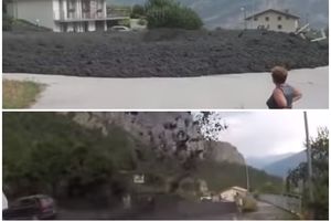 JEZIV SNIMAK IZ ŠVAJCARSKE: Crna masa odjednom zatrpala selo pod planinama! (VIDEO)