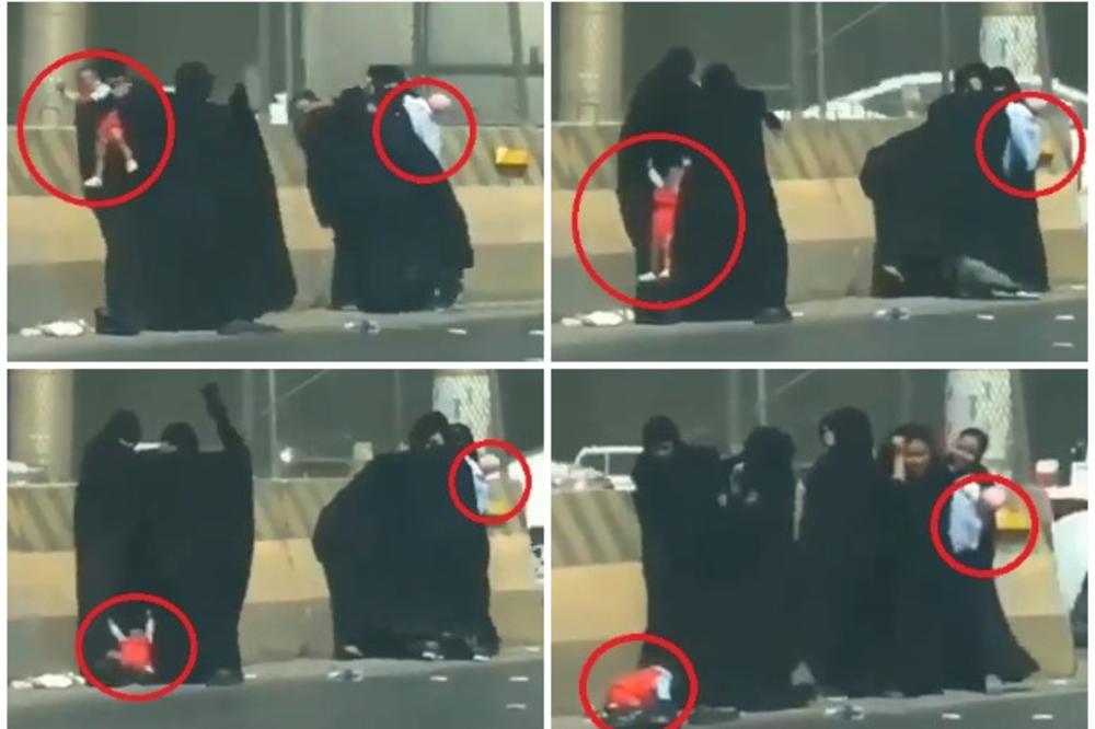 BRUTALAN OBRAČUN U BURKAMA: 5 Saudijki se tako zverski mlatilo da je jednoj u žaru borbe BEBA ISPALA NA ASFALT (VIDEO)
