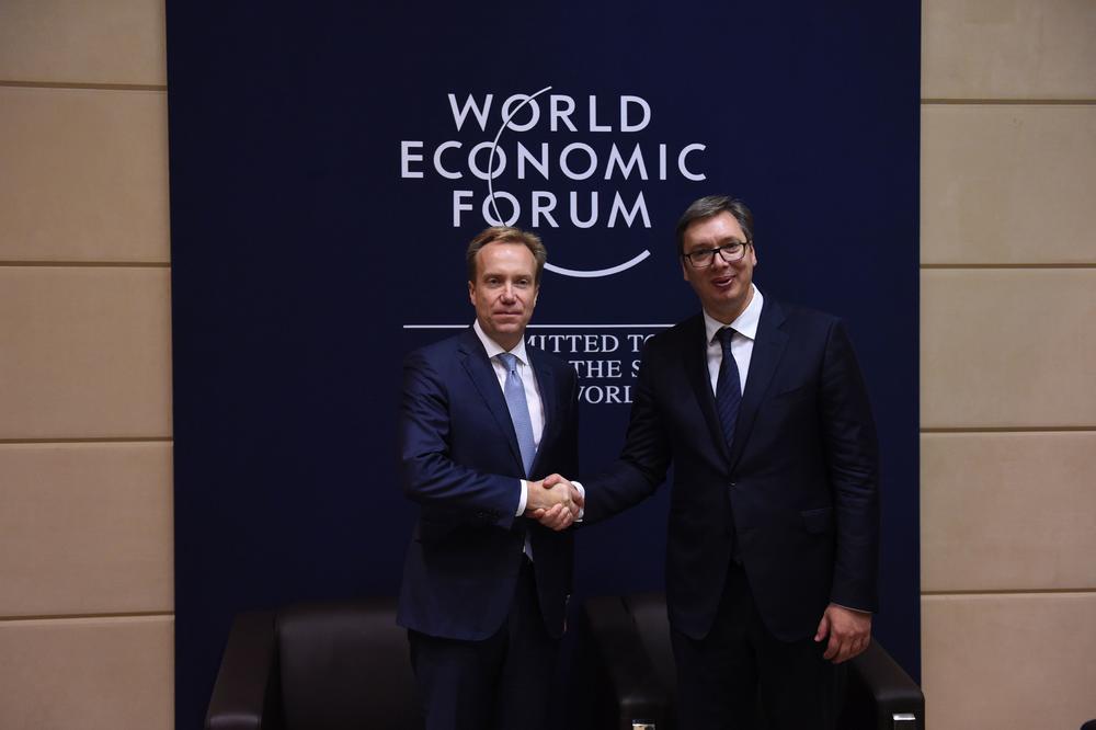 GODIŠNJI SASTANAK NOVIH ŠAMPIONA: Vučić sa Brendeom, predsednikom Svetskog ekonomskog foruma