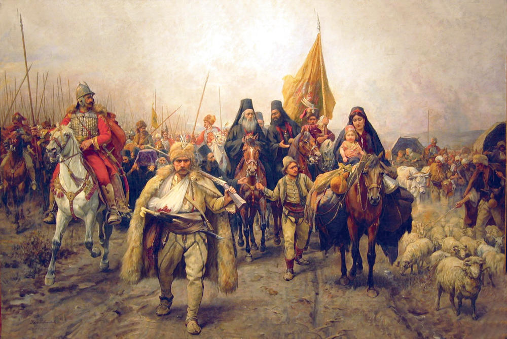 Paja  Jovanović  je Vida  Pupina,  putovođu  tokom  Seobe Srba, naslikao po liku njegovog praunuka