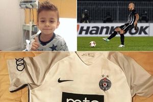 DA SE NAJEŽIŠ! Fudbaler Partizana poslao Dukiju dres sa SNAŽNOM PORUKOM koja gađa pravo u srce! (FOTO)