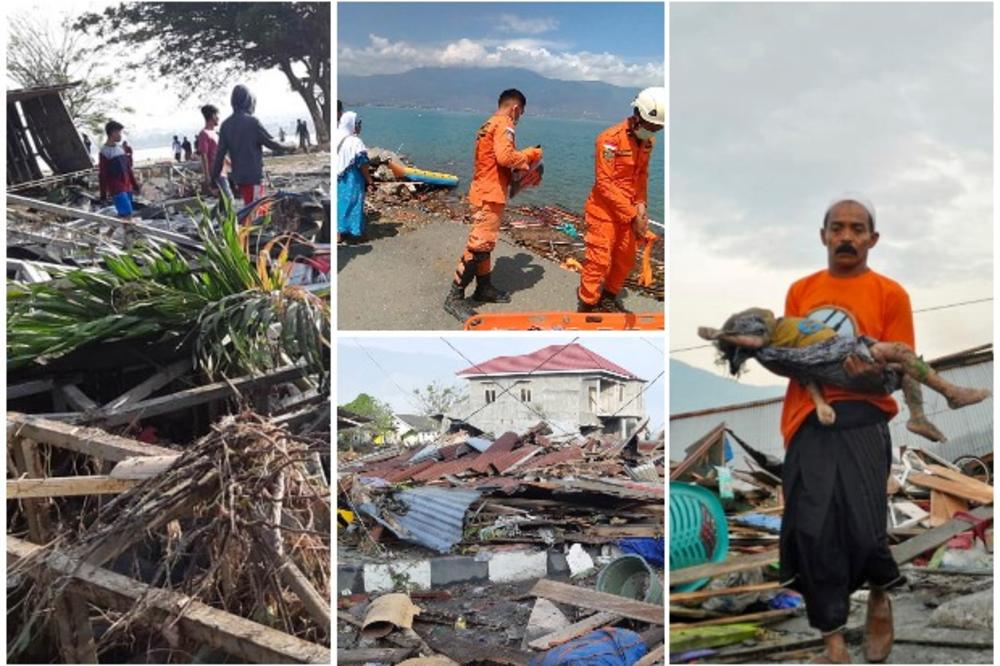 PUSTOŠ U INDONEZIJI U SLIKAMA: Talas od 3 metra POTOPIO plažu! Odnosi ljude i ruši sve pred sobom! (FOTO)