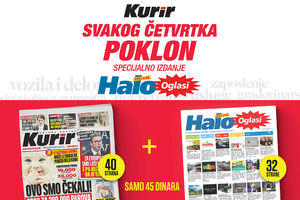 KURIR VAM DANAS POKLANJA NAJBOLJI OGLASNIK U ZEMLJI: Specijalno izdanje Halo oglasa na čak 32 strane potpuno besplatno