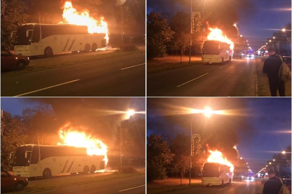 PAKAO KOD BRANKOVOG MOSTA! Autobus u plamenu, svi u strahu od eksplozije! (FOTO, VIDEO)