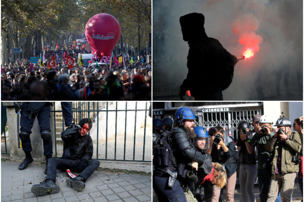 HAOS U FRANCUSKOJ: Policija tukla i bacila suzavac na demonstrante, sindikati se digli protiv Makronovih reformi (UZNEMIRUJUĆI FOTO)