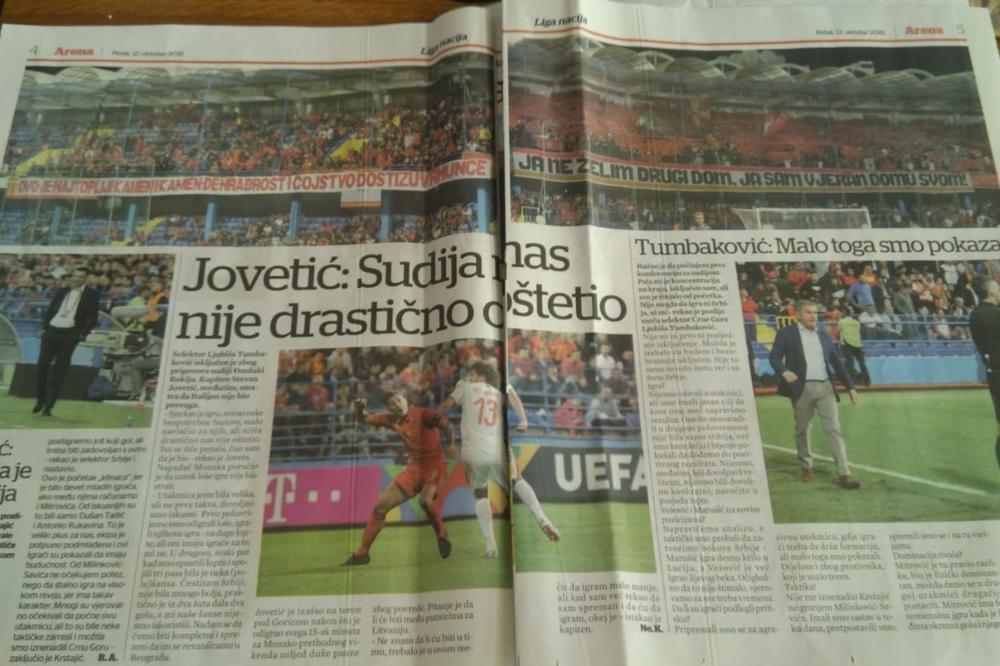 NOĆ KADA SOKOLOVIMA NIŠTA NIJE IŠLO: Crnogorski mediji naširoko pišu o meču sa Srbijom! Krive sudiju za poraz u Ligi nacija (FOTO)