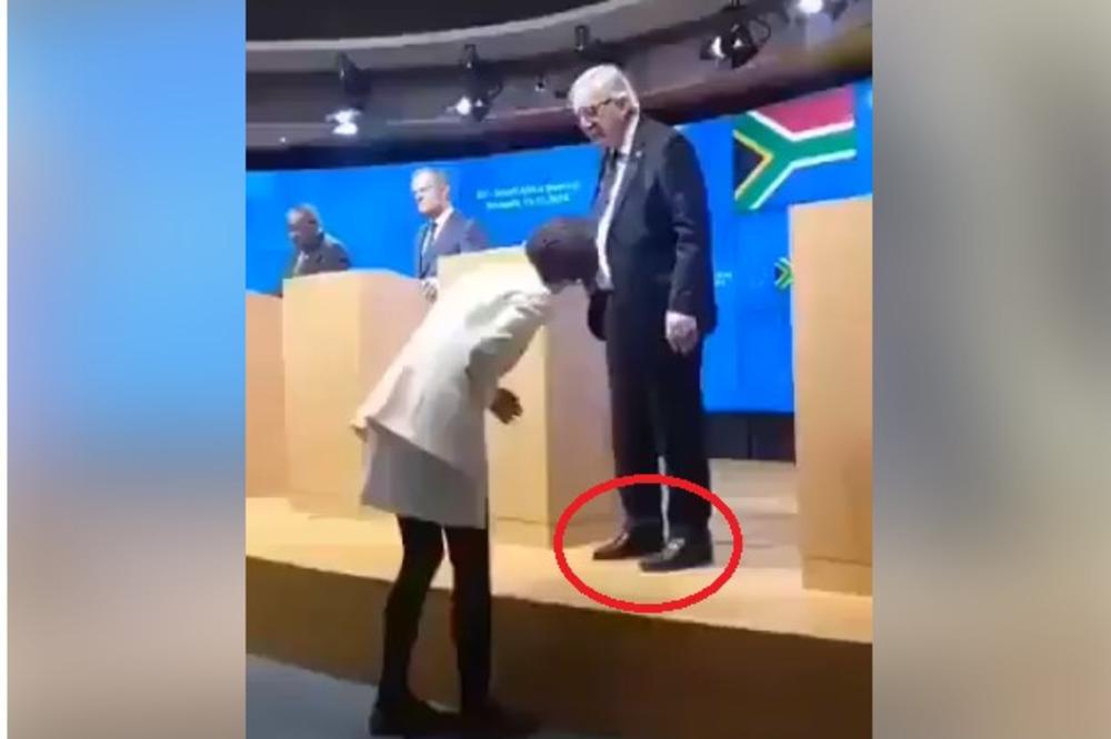 BRUKA! ŠTA JE TO OBUO LIDER EU: Junker došao pijan u različitim cipelama, pa brže-bolje napustio konferenciju! (VIDEO)