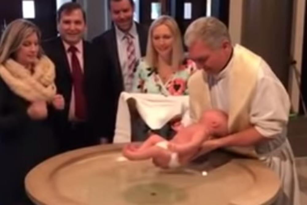 SVEŠTENIKU ISPALO DETE IZ RUKU, U CRKVI NASTAO MUK: Jeziva scena na krštenju, KUMA odmah reagovala (VIDEO)