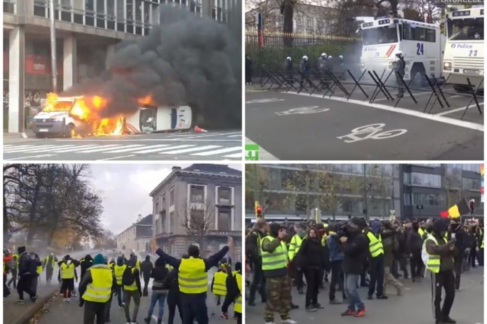 ŽUTI PRSLUCI OKUPIRALI BRISEL: Grad gori, hiljade na protestima zbog cene goriva (VIDEO)