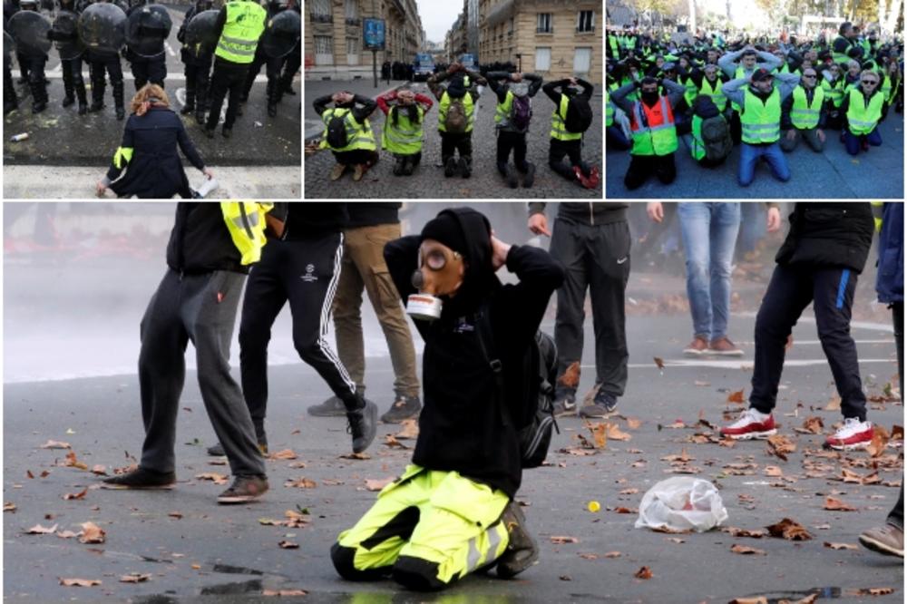 ONI SU SIMBOL PROTESTA ŽUTIH PRSLUKA: Demonstranti koji kleče snimljeni širom Francuske i Belgije, a ovim činom šalju VAŽNU PORUKU (FOTO, VIDEO)