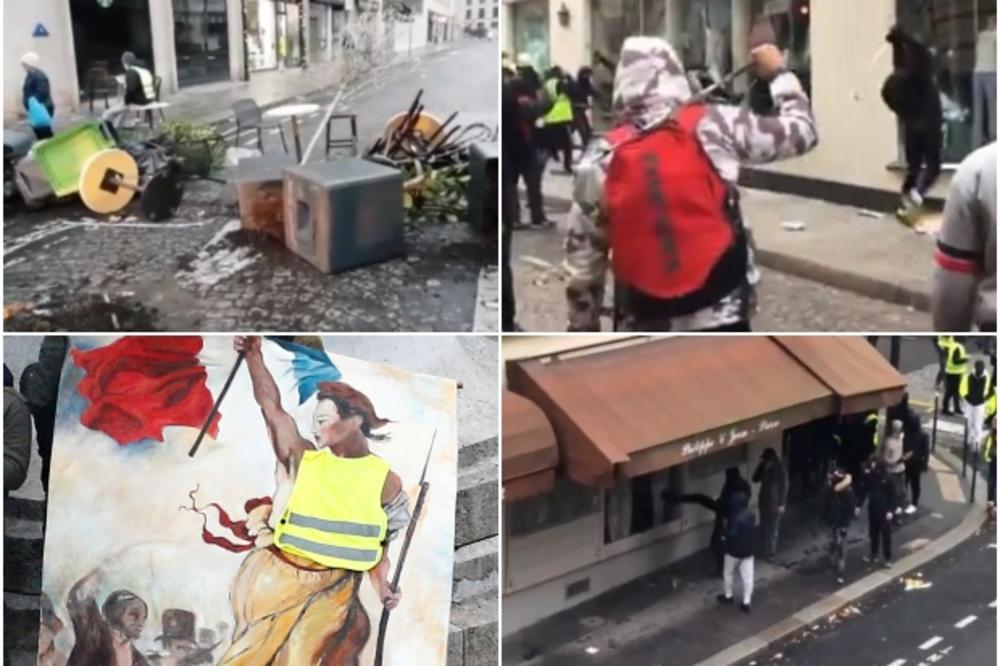 ŽUTI PRSLUCI OD PARIZA NAPRAVILI BOJNO POLJE: Gađali policiju kamenicama, razlupali izloge banaka i restorana, specijalci ih zasuli suzavcem (FOTO, VIDEO)